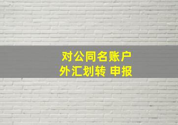 对公同名账户外汇划转 申报